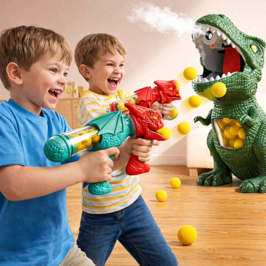 Jueguete de Dinosaurio con Pistolas y Bolas de Espuma